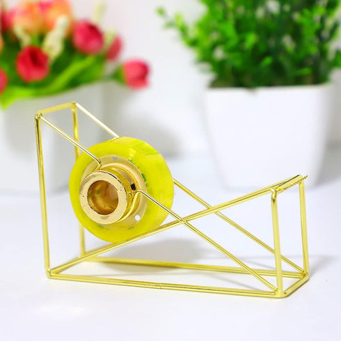 Metal Wire Tape Dispenser, Desktop Tape Holder Cutter for Home School Office Supplies, 1 Piece (Gold)