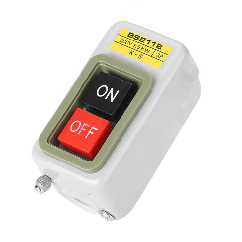 BS211B 3P AC Motor On Off Switch, Self-Locking Push Button Power Switch 220V/380V