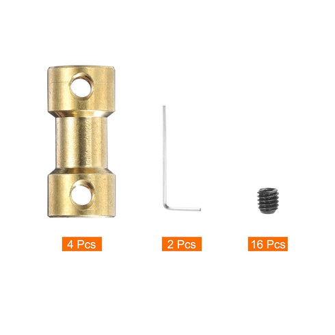 MECCANIXITY 4pcs Brass Shaft Coupling Joint Connector, 2mm to 6mm with Screws and Hex Wrench for RC Model Car