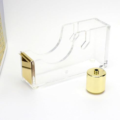 NatSumeBasics Pure Gold Acrylic Tape Dispenser for Washi Tapes, Aesthetic Office School Supplies