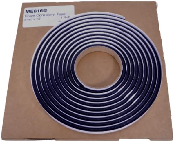 Butyl Tape Foam Core Roll, 8mm x 16' for Auto Glass