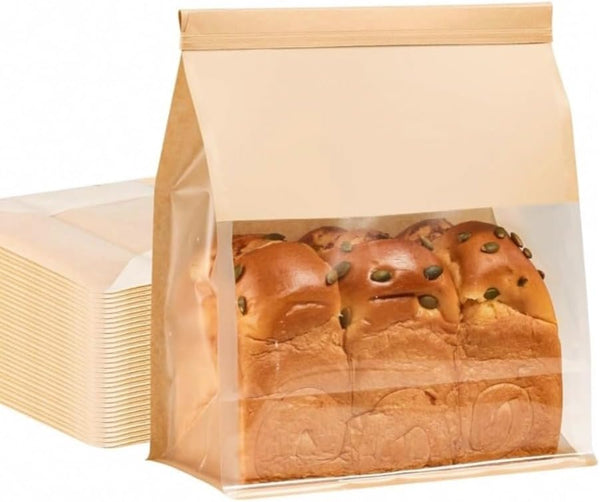PAICUIKE Bread Bags Large Bakery Bag with Window Packaging Bags Tin Tie