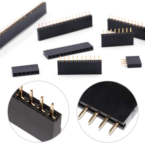 Glarks 120Pcs 2.54mm Straight Single Row PCB Board Female Pin Header Socket Connector Strip Assortment Kit