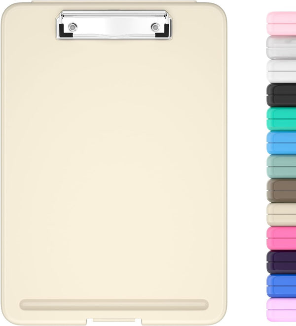Hongri Clipboard with Storage, Heavy Duty Foldable Nursing Clipboards for Office School Supplies, Khaki Clip Board Case