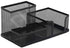 Metal Mesh Black Office Accessory Desk Organizer Tray Holder with 3 Compartments for Pens and Pencils
