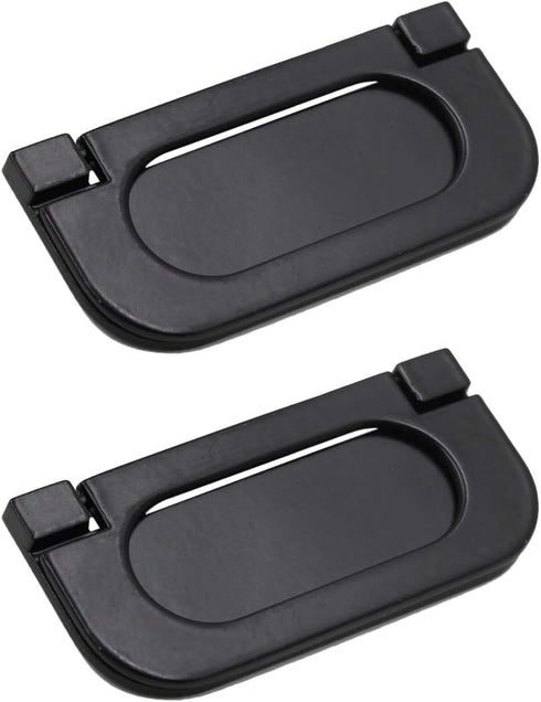 Yoohey 2 Pack Modern Flush Ring Pull Handle, 2.5 Inch Hole Distance, Zinc Alloy, Black