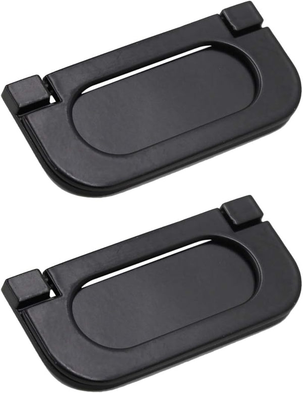 Yoohey 2 Pack Modern Flush Ring Pull Handle, 2.5 Inch Hole Distance, Zinc Alloy, Black