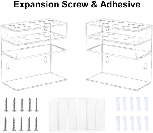 HIIMIEI Dry Erase Marker Holder for Whiteboard, Wall Mounted 2-Tier 10-Slot Acrylic Marker Organizer, Clear 2pcs