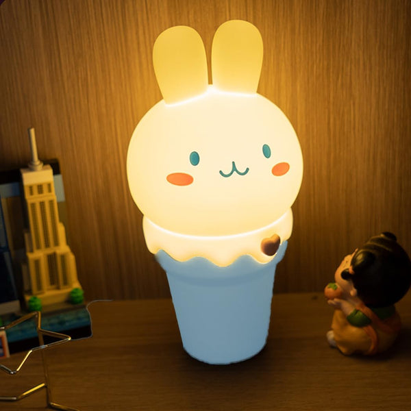 Kawaii Bunny Night Light,Tap Control and USB Rechargeable Cute Rabbit Night Lamp,Dimmable