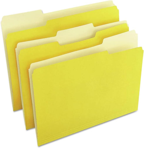 Universal UNV10504 Deluxe Colored Top 1/3-Cut Tabs File Folders - Yellow/Light Yellow (100/Box)