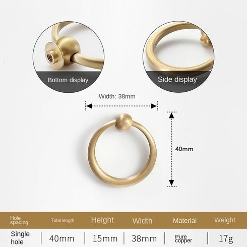 SANCHAKOU 2Pcs 40 38 15mm Bathroom Cabinet Knobs Brass Wardrobe Wine Cabinet Drawer Door Bedside Cabinet Ring Handle *