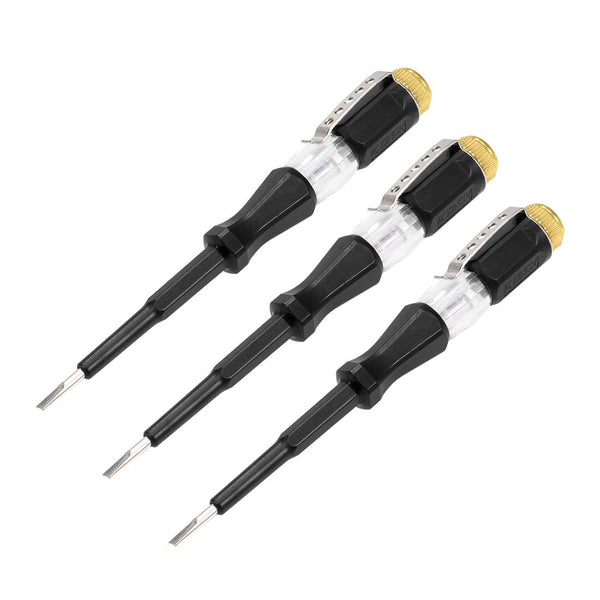 uxcell Voltage Tester AC 100-500V with 3mm Slotted Screwdriver and Clip for Circuit Testing, Pack of 3