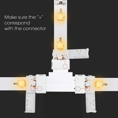 2 8mm Set 8mm 3528 2835 24 Pack LightingWill Pin LED Strip Light Connector Kit, Solderless Adapter Connectors, LED