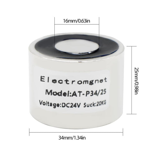 Electric Lifting Magnet Solenoid Electromagnet, 34 X 25mm DC24V 180N 39LB/20Kg Holding Suction