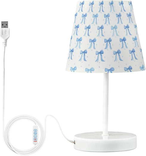 Kcldeci Lamps for Bedrooms Coquette Blue Ribbon Bow Bedside Table Lamps Nightstand Lamps for Living Room Reading Bed