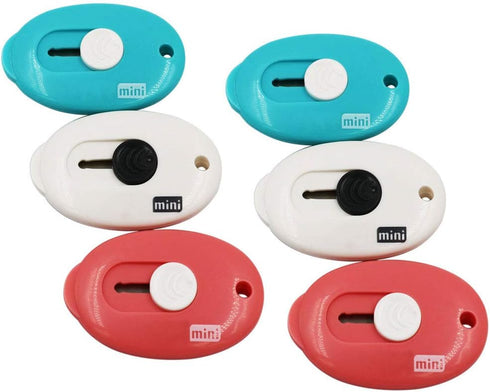 Mini Utility Knives Box Cutter, Retractable Letter Opener (Blue/Pink/White) 6PC