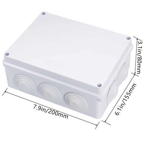 Zulkit Junction Box, ABS Plastic Waterproof IP65, Universal Electrical Project Enclosure, White 7.9 x 6.1 x 3.1 inch