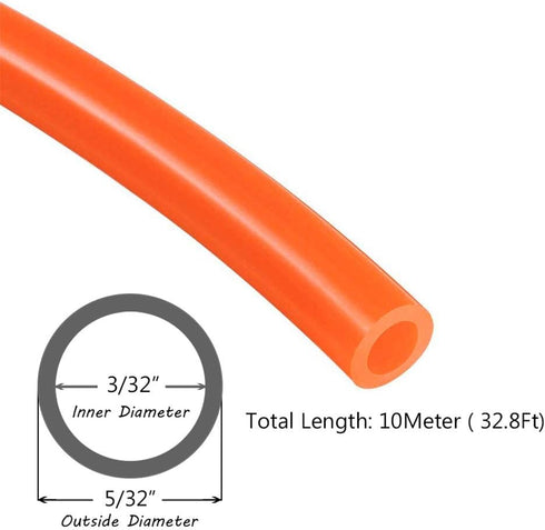 Beduan Pneumatic Tubing Pipe 5/32" OD Orange Air Compressor PU Line Hose Tube for Water Fluid Transfer 10Meter 32.8ft