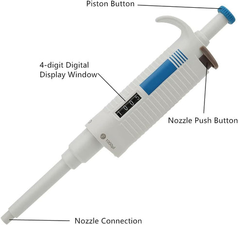 Micropipette Single Channel P1000 Pipettes, Manual Volume Pipettor, 100-1000µl Lab Micropipette