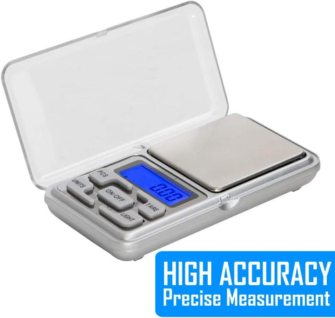 Kingwin Mini Digital Jewelry Scale: Tare Full Capacity, Auto Off, LCD Display with Back Light, 200G/0.01G Accuracy