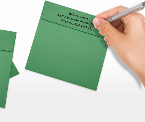 LUXPaper Square Invitation Envelopes, Peel & Press, 5" x 5", Holiday Green, 80lb. Text, 50 Qty