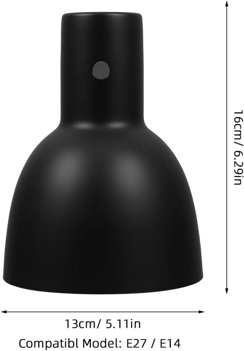 E14 E27 10mm Kisangel Small Indoor Lamp Shade for Table Lamps, Rustic Black Lampshade with Aperture, Replacement Light