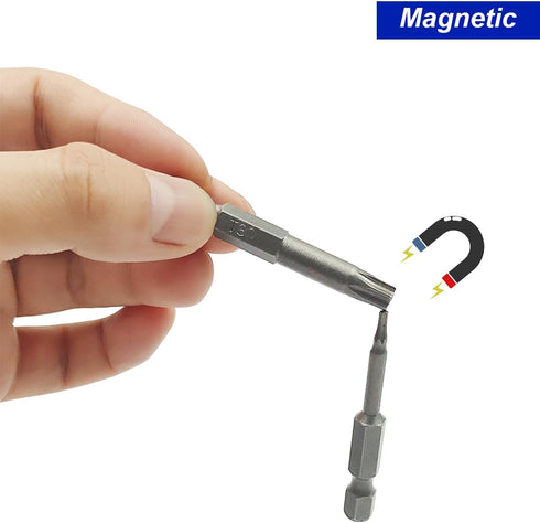 12 Pcs Torx Head Screwdriver Bit Set, 2 Sizes Magnetic Drill Bit Extension Holder, S2 Security Tamper Proof Kit