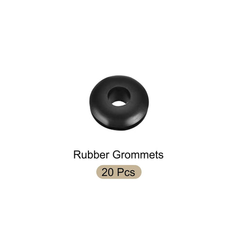 Rubber Grommets, Flexible Wire Hole Plug, 20 Pcs, 6 mm Mount Dia, Black