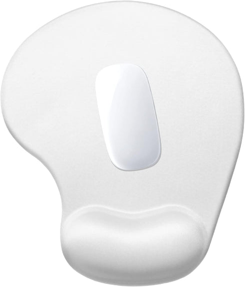 Hsurbtra Ergonomic Mouse Pad with Wrist Rest Support, Ivory White Gel Mouse Pad, Non-Slip PU Base, Memory Foam Mat