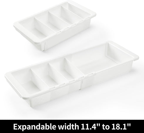 Plastic Drawers Organizer for Office, Bathroom, Kitchen - 1 Layer Expandable Storage Tray, 11.4-18.1 Inches