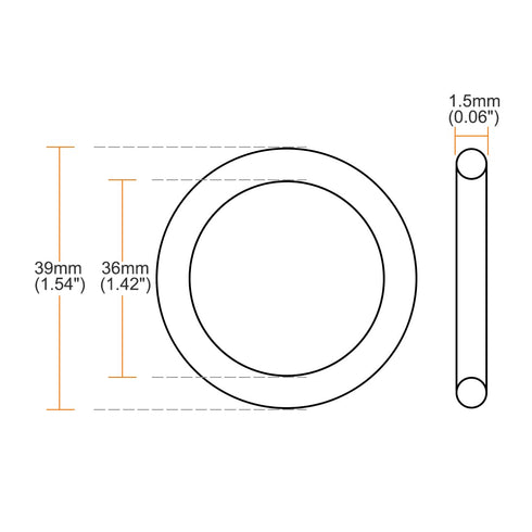 uxcell Fluorine Rubber O-Rings, Green, Pack of 5, 39mm OD, 36mm ID, 1.5mm Width FKM Seal Gasket