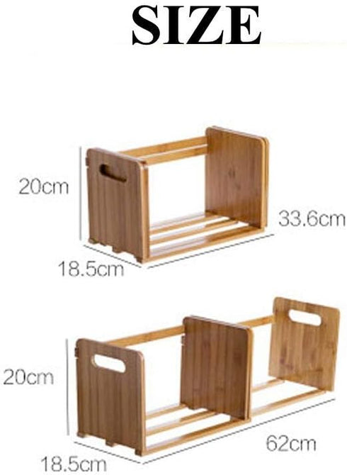 Rack,Countertop Bamboo Desktop Bookshelf Adjustable Storage Organizer Display Shelf Platforms, Book Stands Shelves