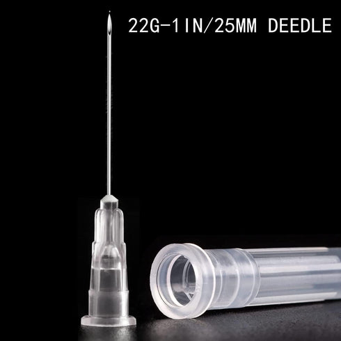 100 Pack 22Ga 1Inch/25mm Disposable Lab Needle Accessories with Cap, Individually Sealed Wrapped