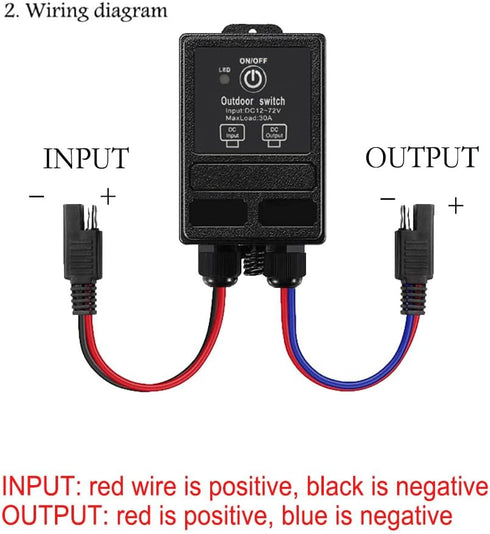 12 328ft Switch,DC12V-72V Volt Wireless Remote Control Switch with SAE Connector Plug Long Range Waterproof Wireless