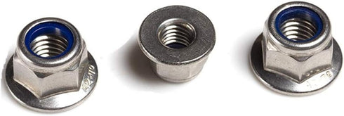 FullerKreg M6 x 1.0 18-8 Stainless Steel Lock Nuts - Pack of 20, Hex Flange Nylon Insert, Bright Finish