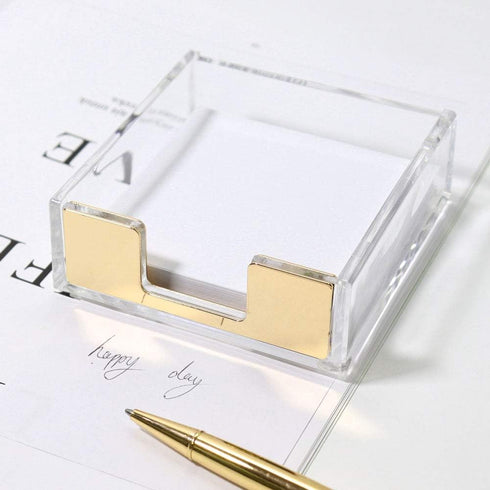 MultiBey Sticky Notes Memo Pad Holder Dispenser, Rose Gold with Clear Desk Supplies Organizer for Office