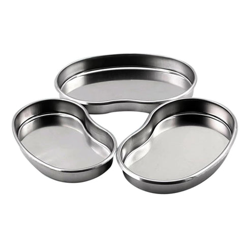 Kidney Shaped Stainless Steel Tray, Safety Rimmed Curved Tray for Dental Lab Instruments Surgical Trays