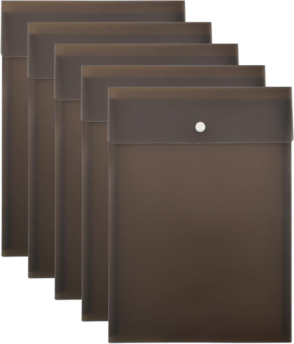 VANRA Poly Vertical File Folders, Plastic Project Folder with Snap Button Closure for A4 Letter Size Paper (Pack of 5)