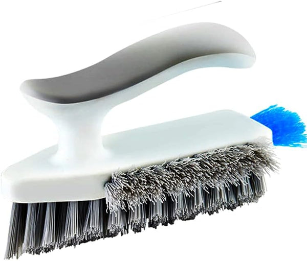 FEENM Grout and Corner Scrubber Brush with Scraper Tool 4-in-1, Stiff Bristles Crevice