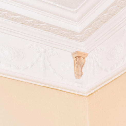 4.32 2.36 1.57 Inch Luxshiny Hand Carved Wood Corbel: Solid Wood Roman Column Head Decorative Shelf Brackets