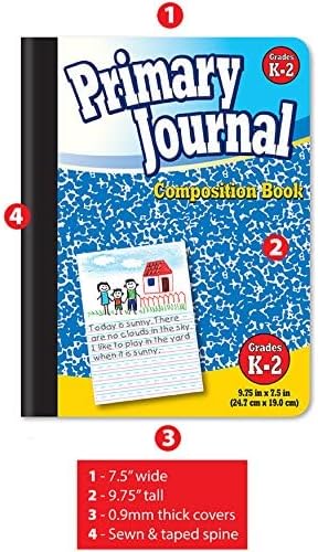 Better Office Products Primary Journal, Hardcover, 100 Sheet Notebook for Grades K-2, One Subject