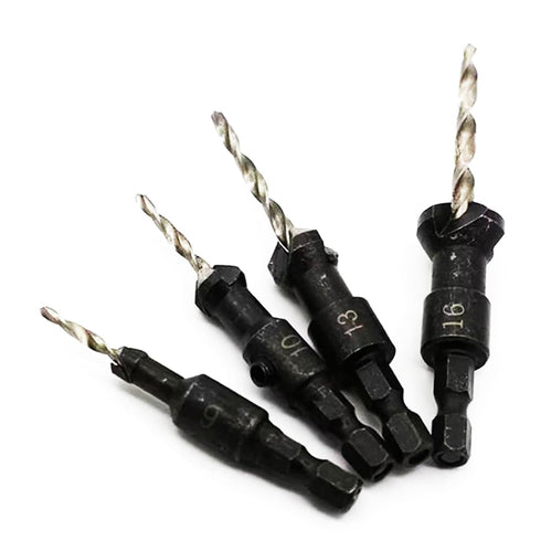 Countersink Drill Bit Set with 1/4 Hex Shank, HSS4241#6/10/13/16 Drill Bits with Hex Key Wrench - 4 PCS