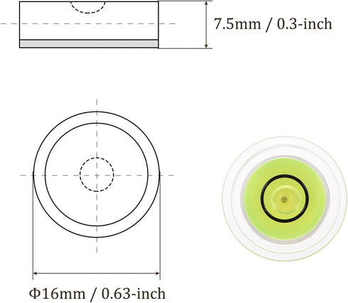 5pcs Small Circular Bubble Spirit Levels, Mini Round RV Leveling Tools for Travel Trailer, 17.5mm Diameter