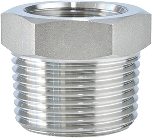 Joywayus Stainless Steel Hex Head Bushing Reducer Pipe Fitting, 1/2 NPT Male × 1/8 NPT Female (Pack of 2)