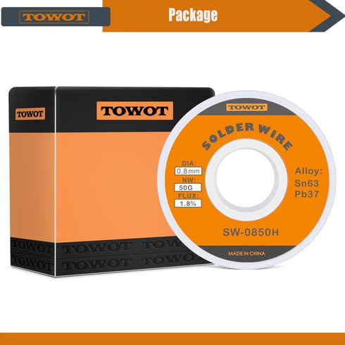 TOWOT 63-37 Solder Wire, High Purity Tin Lead Rosin Core for Electrical Soldering, 0.8mm, 30g