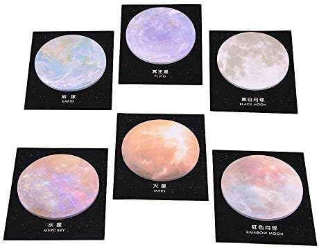 GTHER Planet Sticky Note, Moon Earth Sticky Notes, Cute Fun Circle Self-Adhesive Memo Pad for College