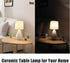 SOTTAE Modern Small Ceramic Table Lamp, White Irregular Geometric Bedside Table lamp for Bedroom,Nightstand Lamps