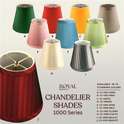 CS-1007-5L/GRN 3" 5" 4.5", Royal Designs Clip On Empire Chandelier Lamp Shade, x x Light Green