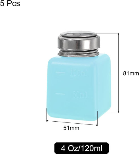 MECCANIXITY Solvent Alcohol Dispenser, 120ml/4oz Blue Push Down Liquid Dispenser Pump for Makeup and Cleanser