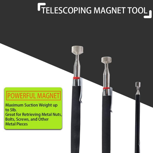 Set, 3Pcs 4Pcs Telescoping Magnetic Pickup Tool Round and Square Inspection Mirror Telescoping with LED Lights, Magnet